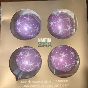 Martha Stewart purple glitter glass  ornaments